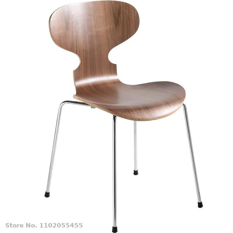 Ant chair Nordic dining chair home retro designer wooden back makeup chair wrought iron chair